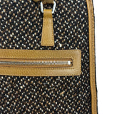 Prada Vintage Brown/Black Woven Tweed Trim Tote Handbag