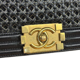 Chanel Black Leather Braided Boy Flap Shoulder Bag 2014