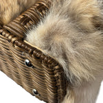 Ferragamo Vintage Fur Rattan Top Handle Bag
