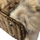 Ferragamo Vintage Fur Rattan Top Handle Bag