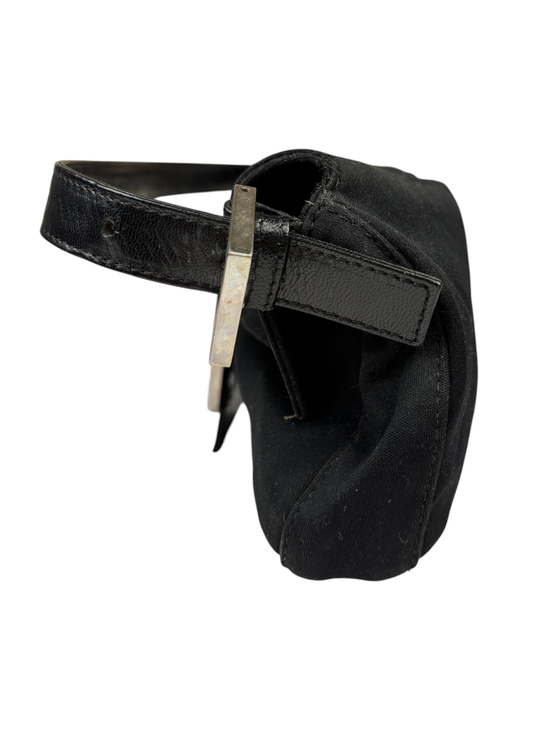 Fendi Black Leather Trim Baguette
