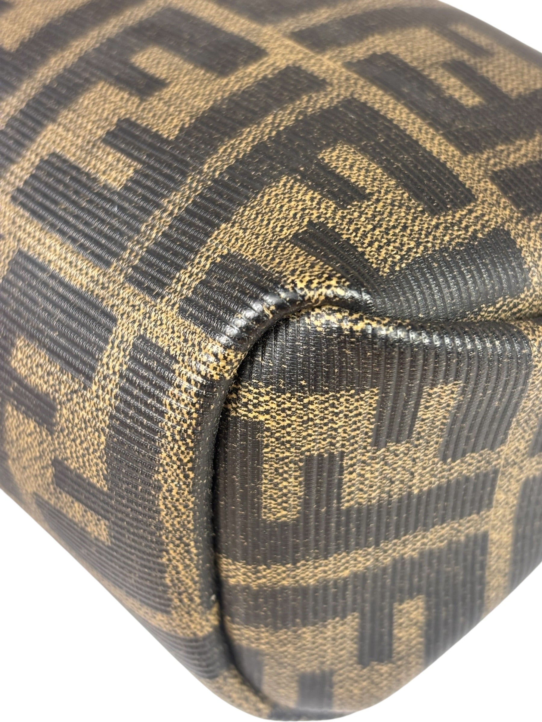 Fendi Black Leather Trim Zucca Small Camera Bag