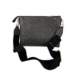 Gucci Black Leather Medium Jumbo GG Pouch/Messenger Crossbody Bag