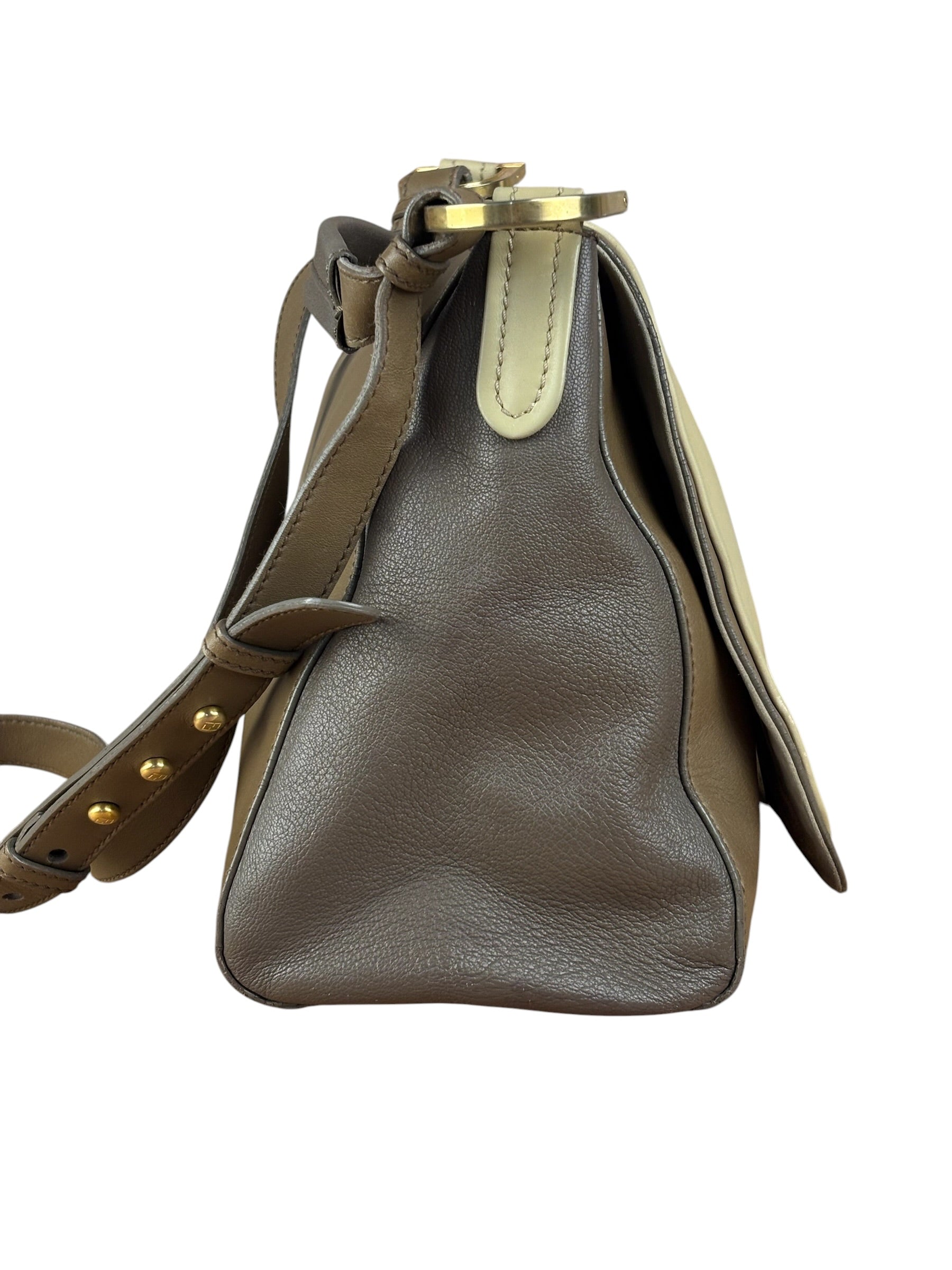 Fendi Colorblock Leather Two-Way Flap Bag