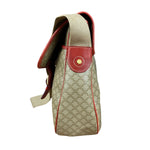 Celine Vintage Macadam Print Red Lined Flap Messenger Bag