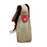 Celine Vintage Macadam Print Red Lined Flap Messenger Bag