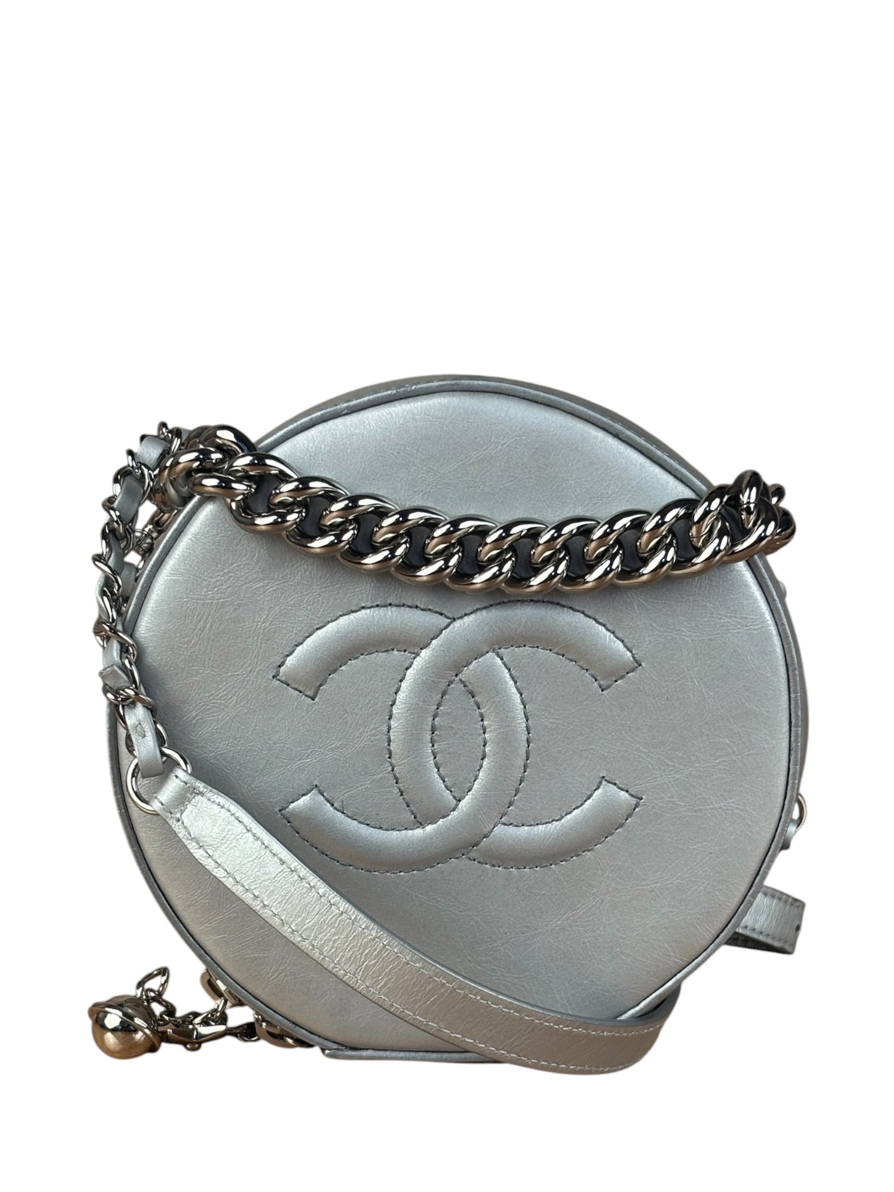 Chanel Silver CC Round as Earth Chain 2Way Bag (Authentic Limited Edition Sample)