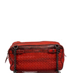Bottega Veneta Red Lambskin/Lizard Intrecciato Shoulder Bag