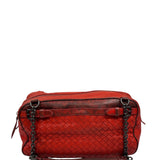 Bottega Veneta Red Lambskin/Lizard Intrecciato Shoulder Bag