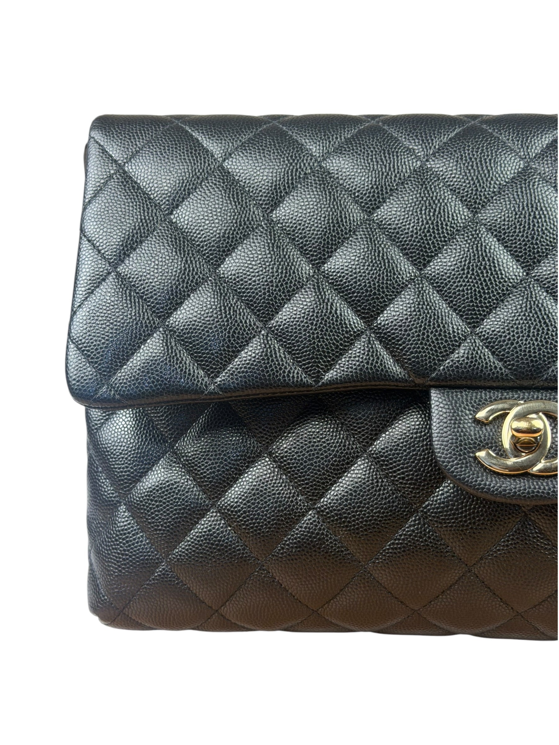 Chanel Black Caviar Quilted Flap Clutch Bag 2019