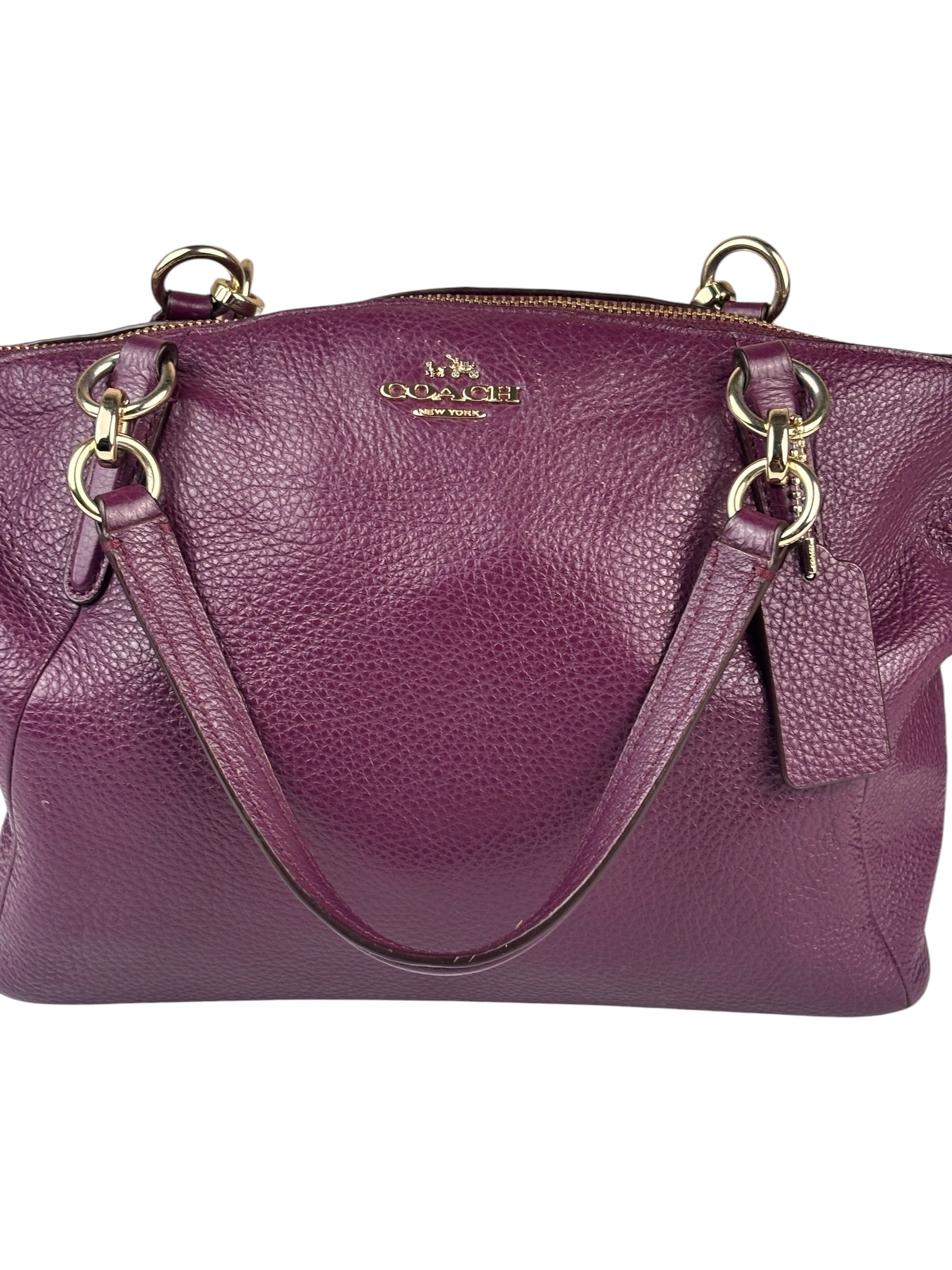 Coach Purple Pebbled Leather Small Kelsey Satchel Two-Way Bag