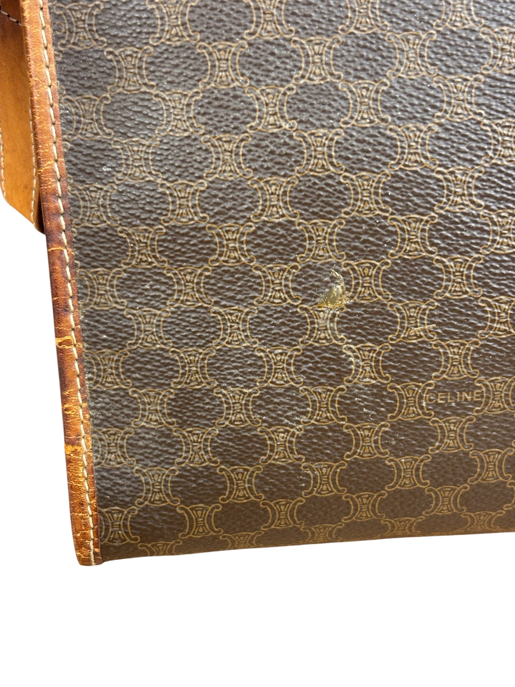Celine Vintage Brown Leather Macadam Pouch