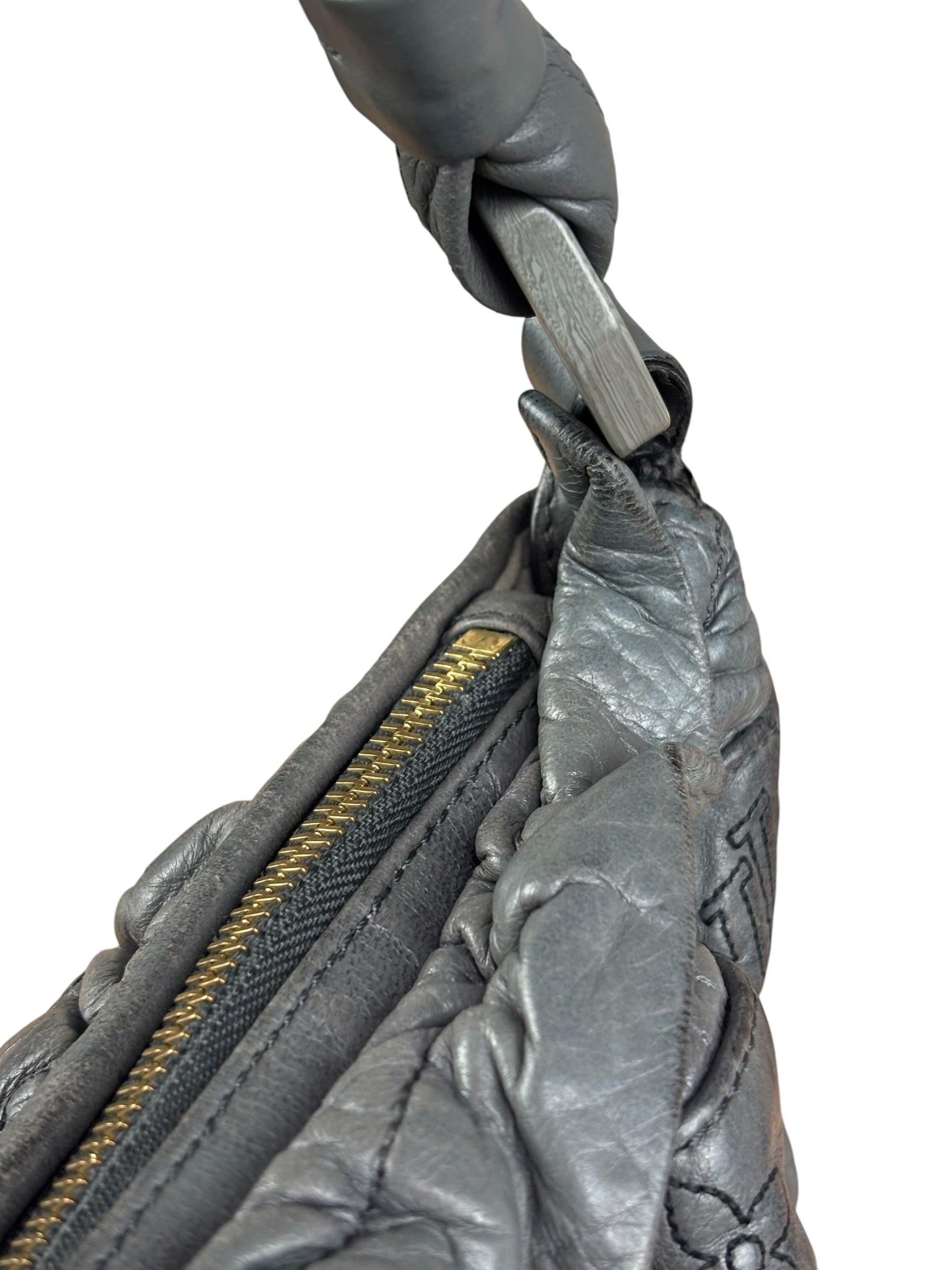 Louis Vuitton Limited Edition Grey Leather Monogram Olympe Nimbus Hobo Bag