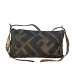 Fendi Zucca Whipstitch Baguette Shoulder Bag