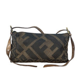 Fendi Zucca Whipstitch Baguette Shoulder Bag