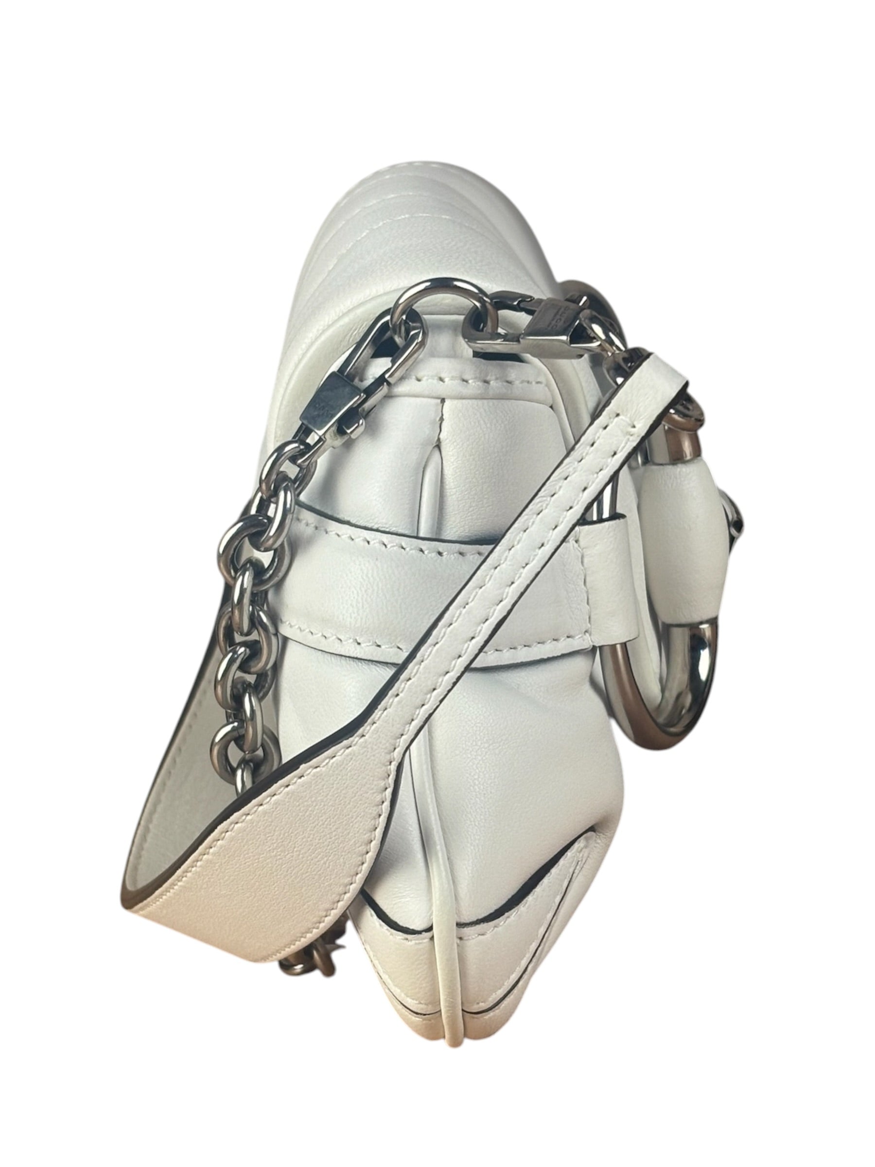 Gucci White Horsebit Vertical Quilted Leather Shoulder Bag