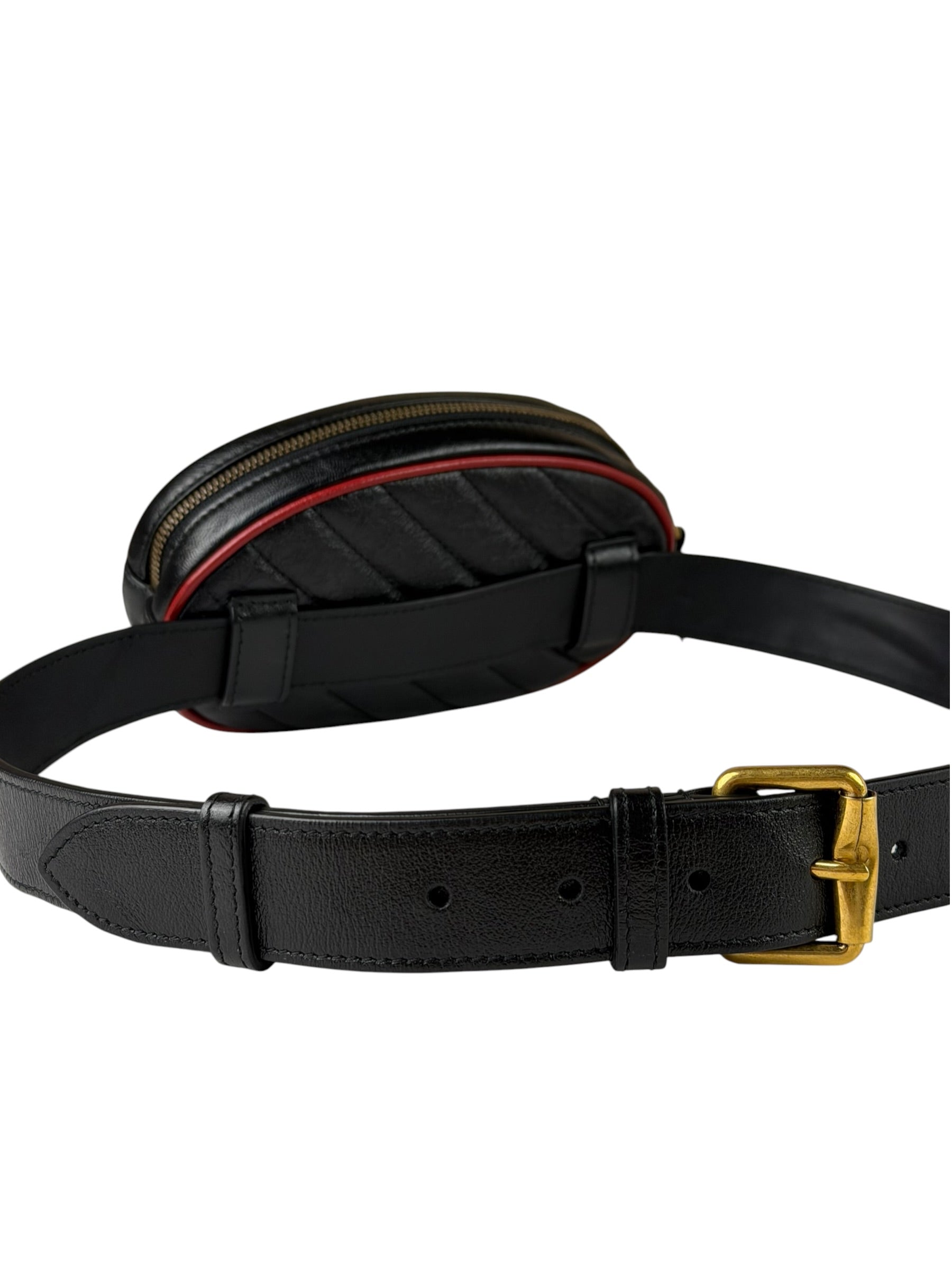 Gucci Black Matalassè Leather Marmont Belt Bag