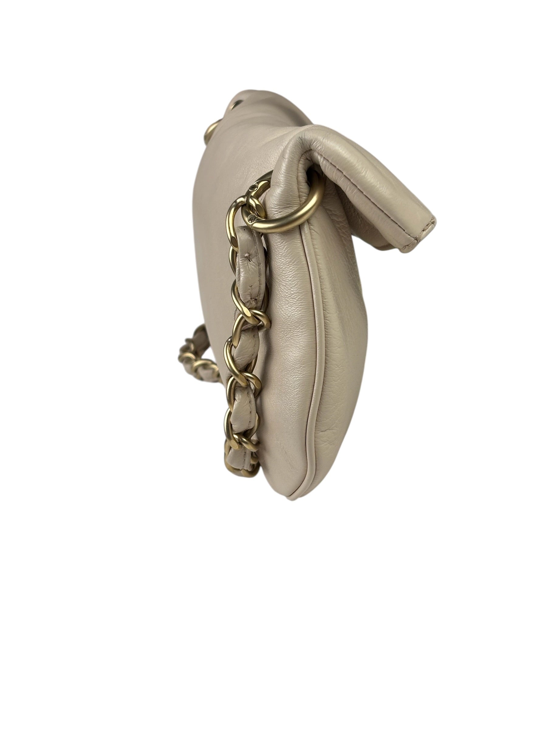 Chanel Cream Leather Cue Ball Foldover Shoulder Bag 2003