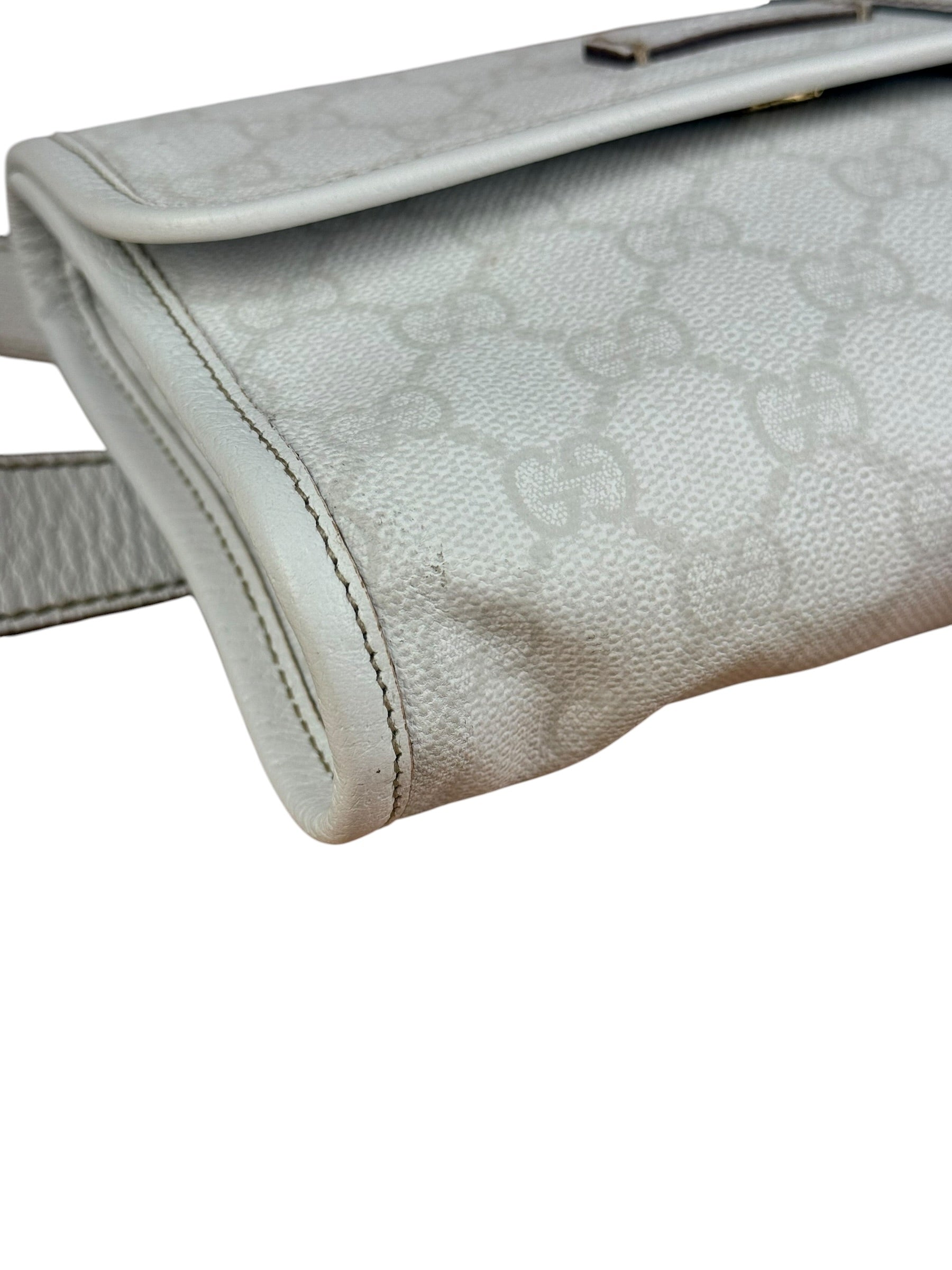Gucci GG White Coated Canvas Sherry Line Belt Bag