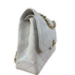 Chanel CC White Quilted Double Flap Bag 1988