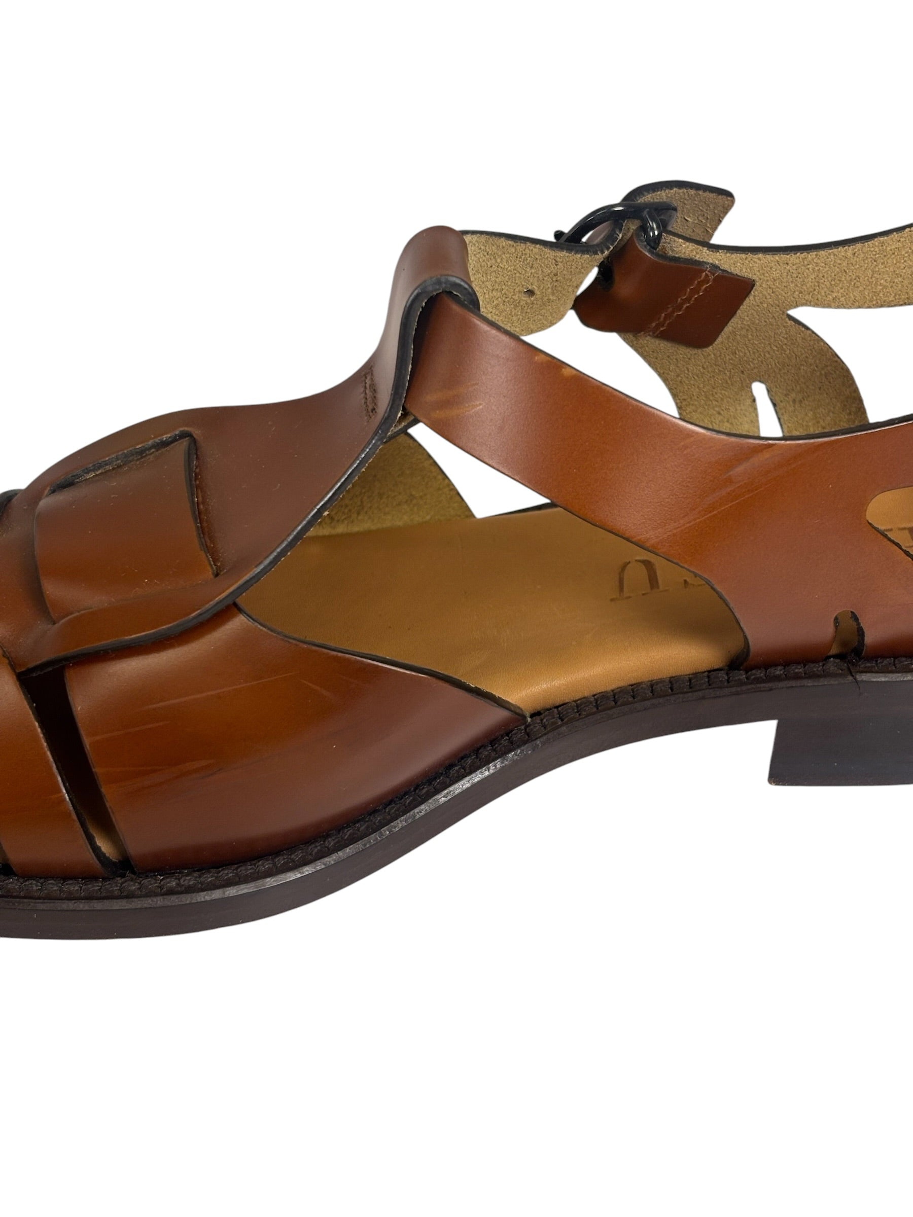 Hereu Brown Leather Pesca Fisherman Sandals