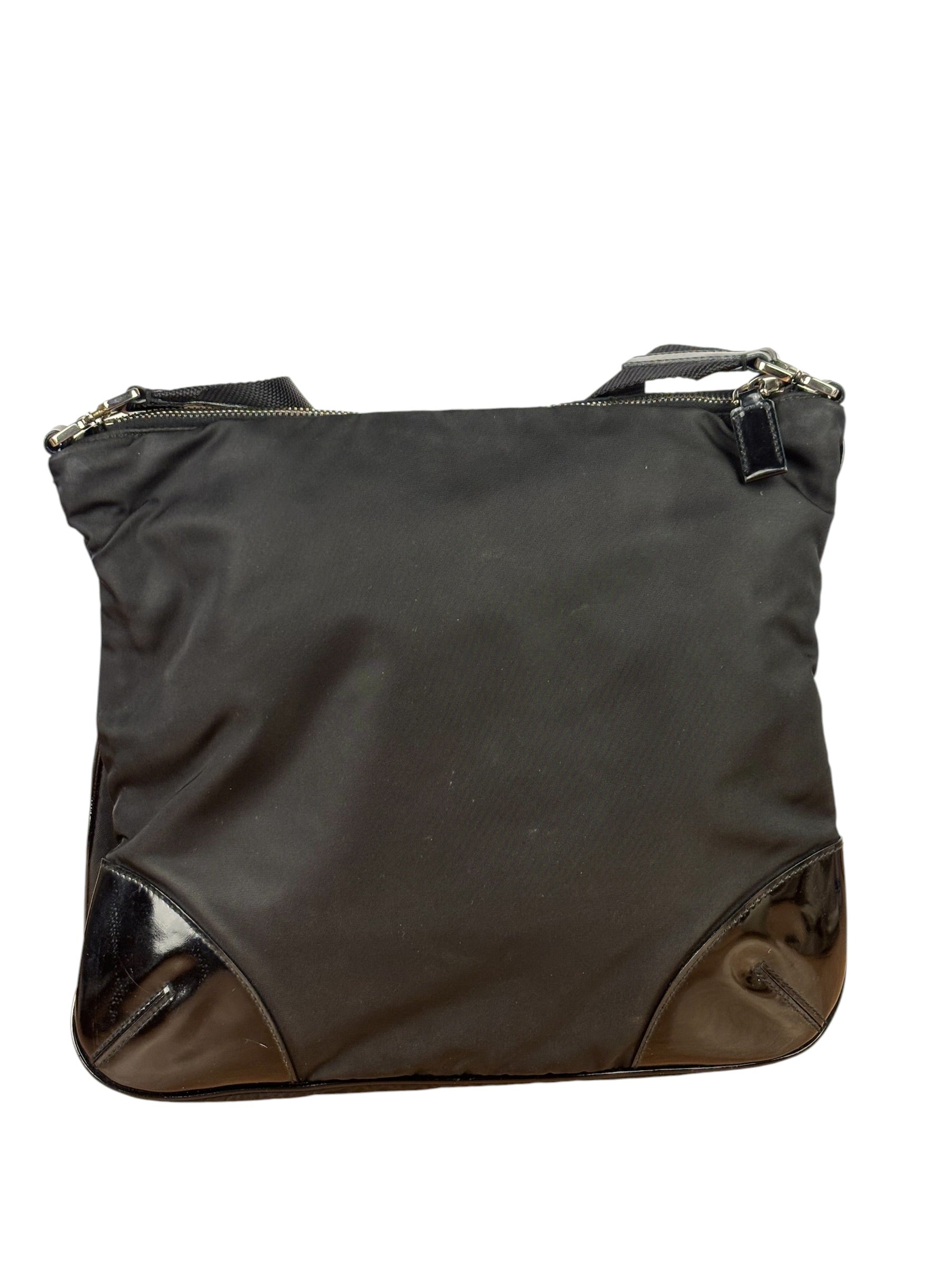Prada Patent-Trimmed Nylon Crossbody Bag