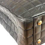 Chanel Vintage Black Leather Chocolate Bar Tote Bag 1992