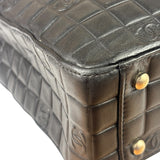 Chanel Vintage Black Leather Chocolate Bar Tote Bag 1992