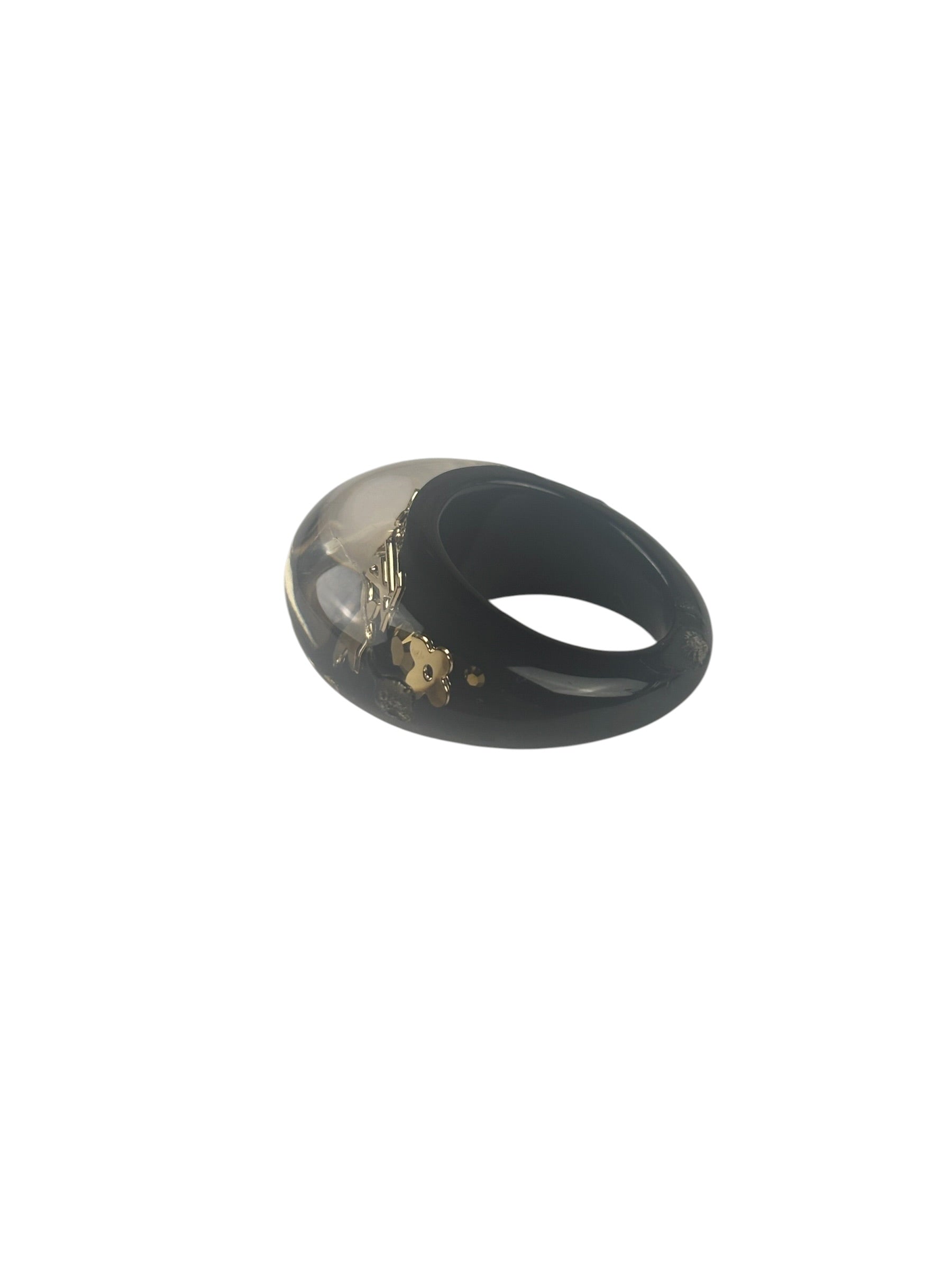 Louis Vuitton Black/Gold Crystal & Resin Inclusion Ring