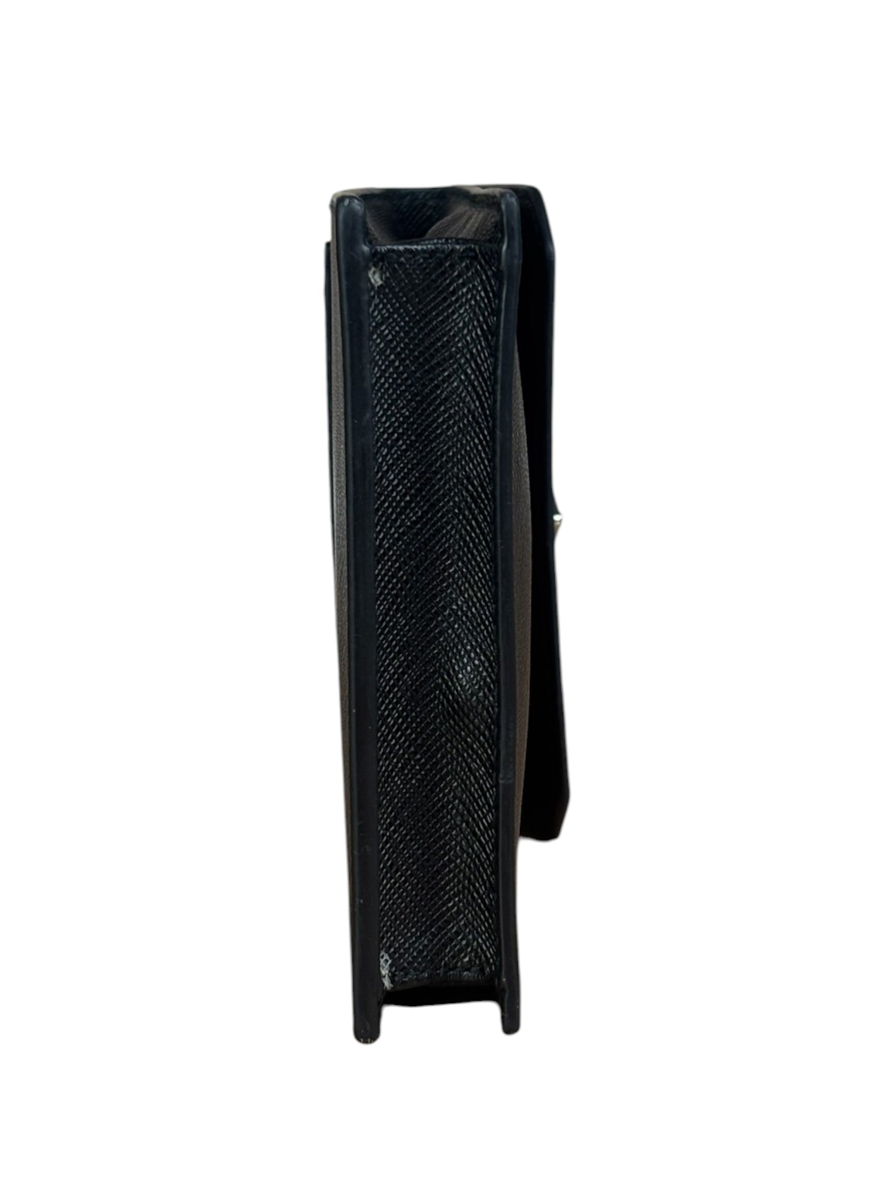 Prada Black Leather Saffiano Phone Holder