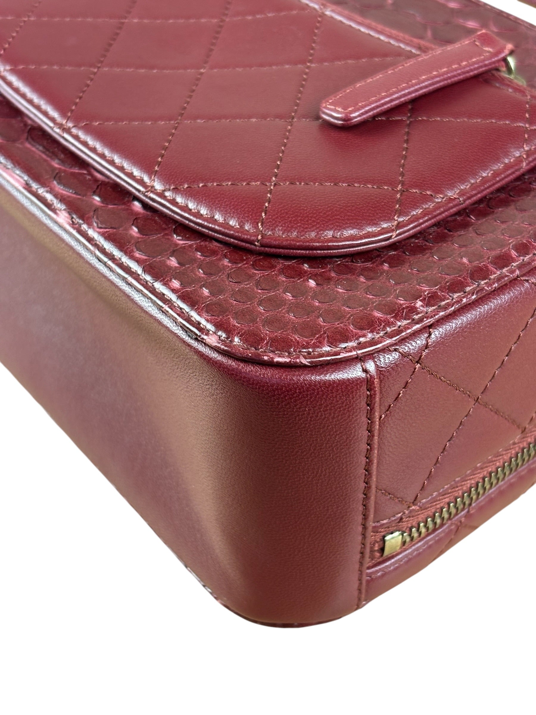Chanel Burgundy Python Quilted Leather Vanity Two-Way Bag 2017