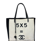 Chanel Black/White Leather Trim Whistle Charm 5x5=CC 2014