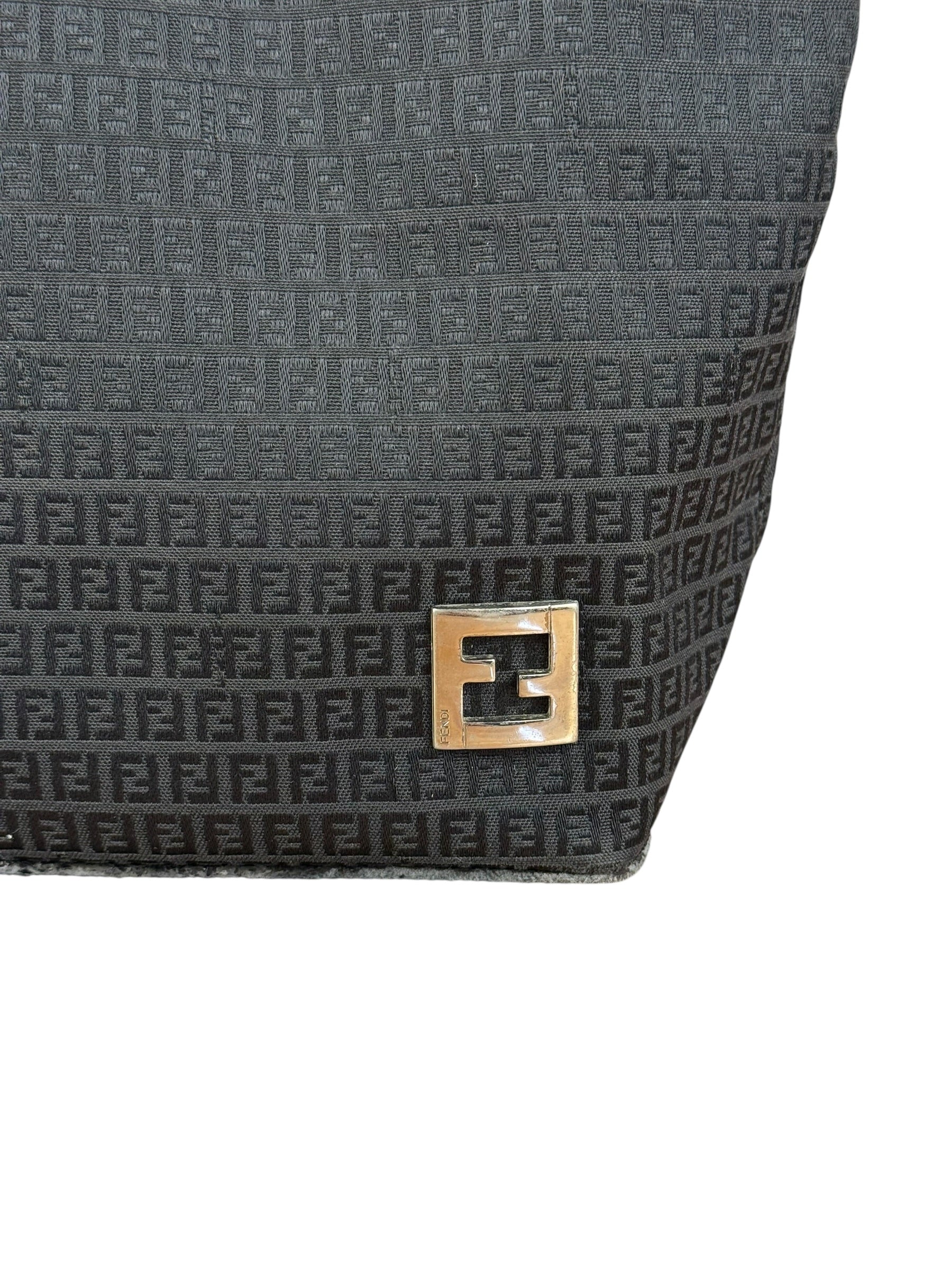 Fendi FF Black Canvas Logo Tote