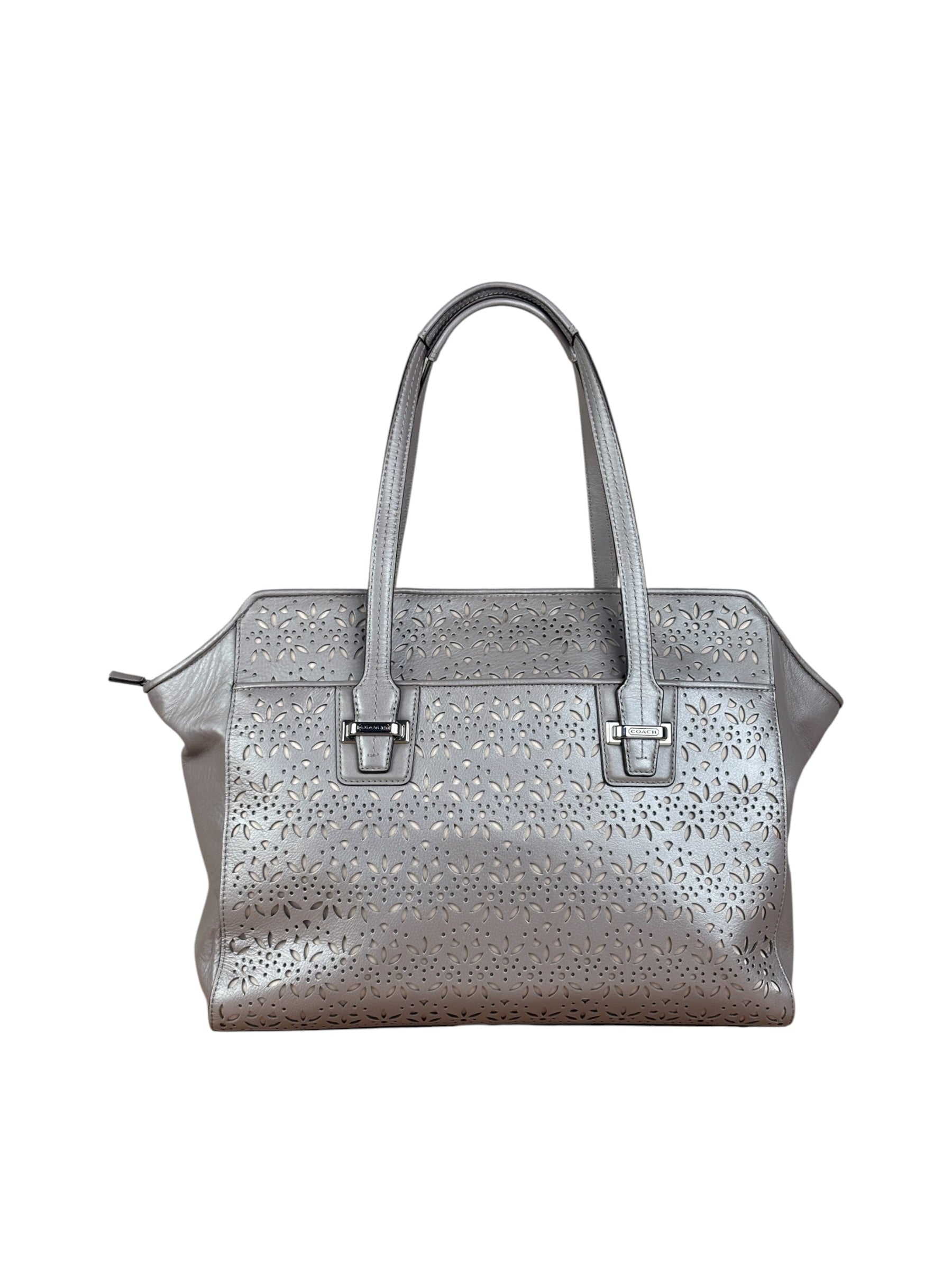 Coach Putty Grey Leather Taylor Eyelet Caryall Shoulder Bag