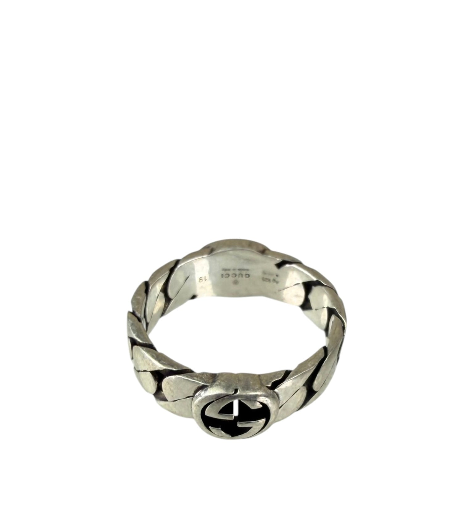 Gucci Semi Shiny Silver Interlocking G Chain Link Ring