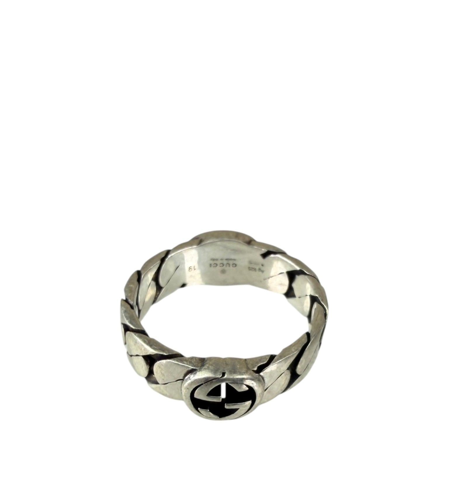 Gucci Semi Shiny Silver Interlocking G Chain Link Ring