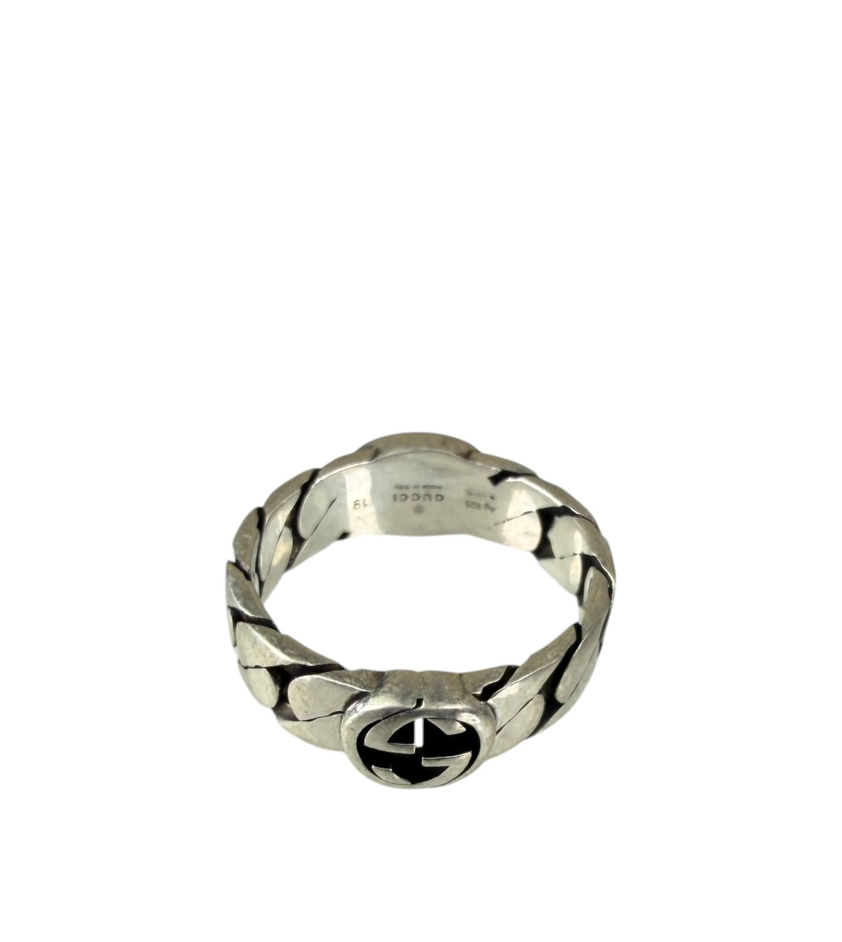 Gucci Semi Shiny Silver Interlocking G Chain Link Ring