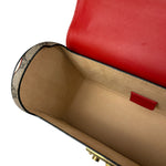 Gucci Red/Beige Leather GG Apple Print Padlock Bamboo Handbag