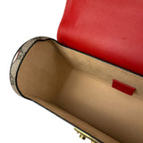 Gucci Red/Beige Leather GG Apple Print Padlock Bamboo Handbag