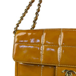 Chanel Gold Patent East West Stitch Flap Bag 2002