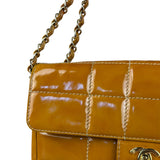 Chanel Gold Patent East West Stitch Flap Bag 2002