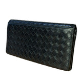 Bottega Veneta Black Intercciato Long Wallet