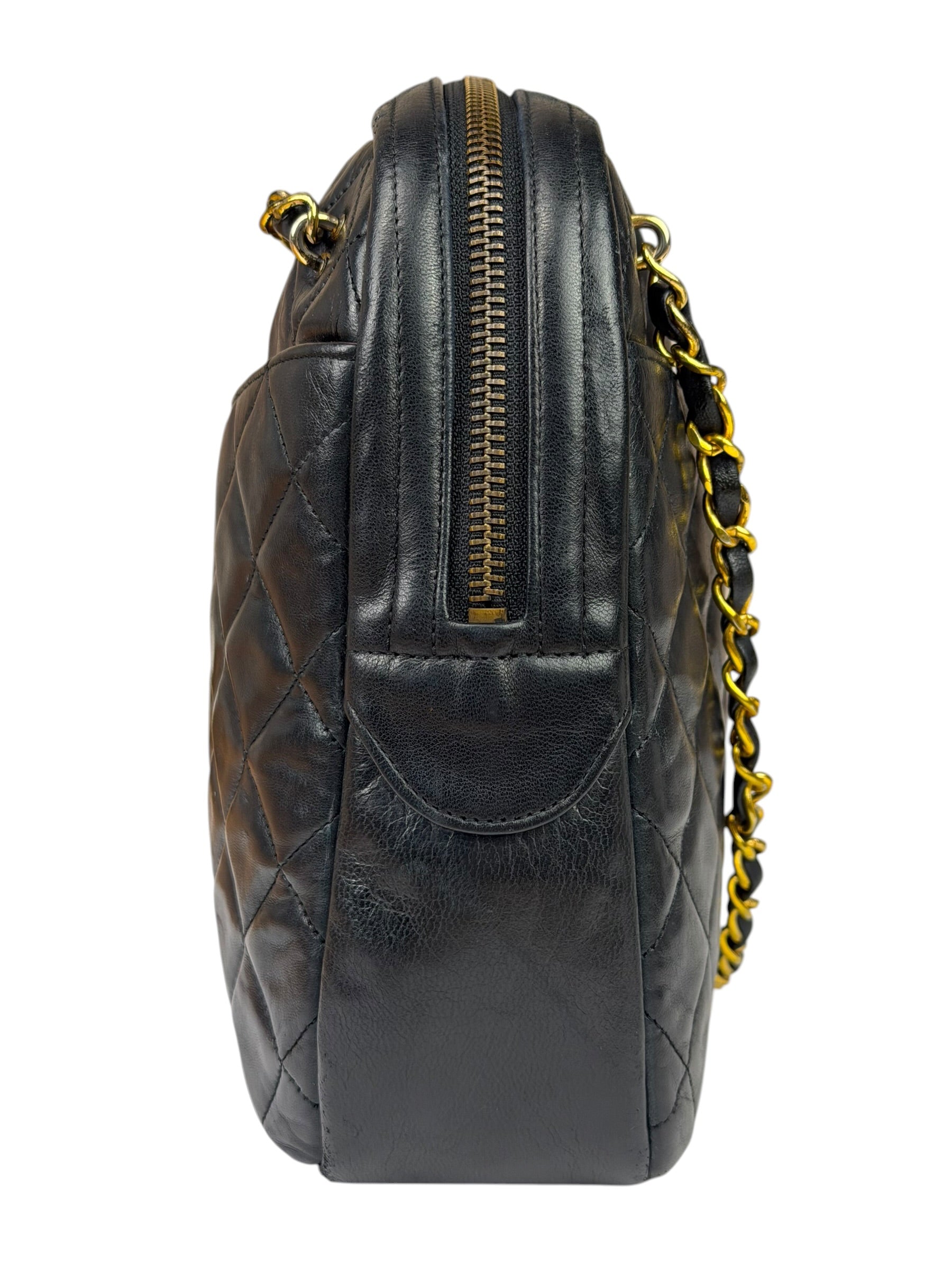 Chanel Black Quilted Lambskin Camera Bag 1989