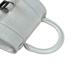 Balenciaga White Croc Embossed Nano Hourglass Bag