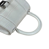 Balenciaga White Croc Embossed Nano Hourglass Bag