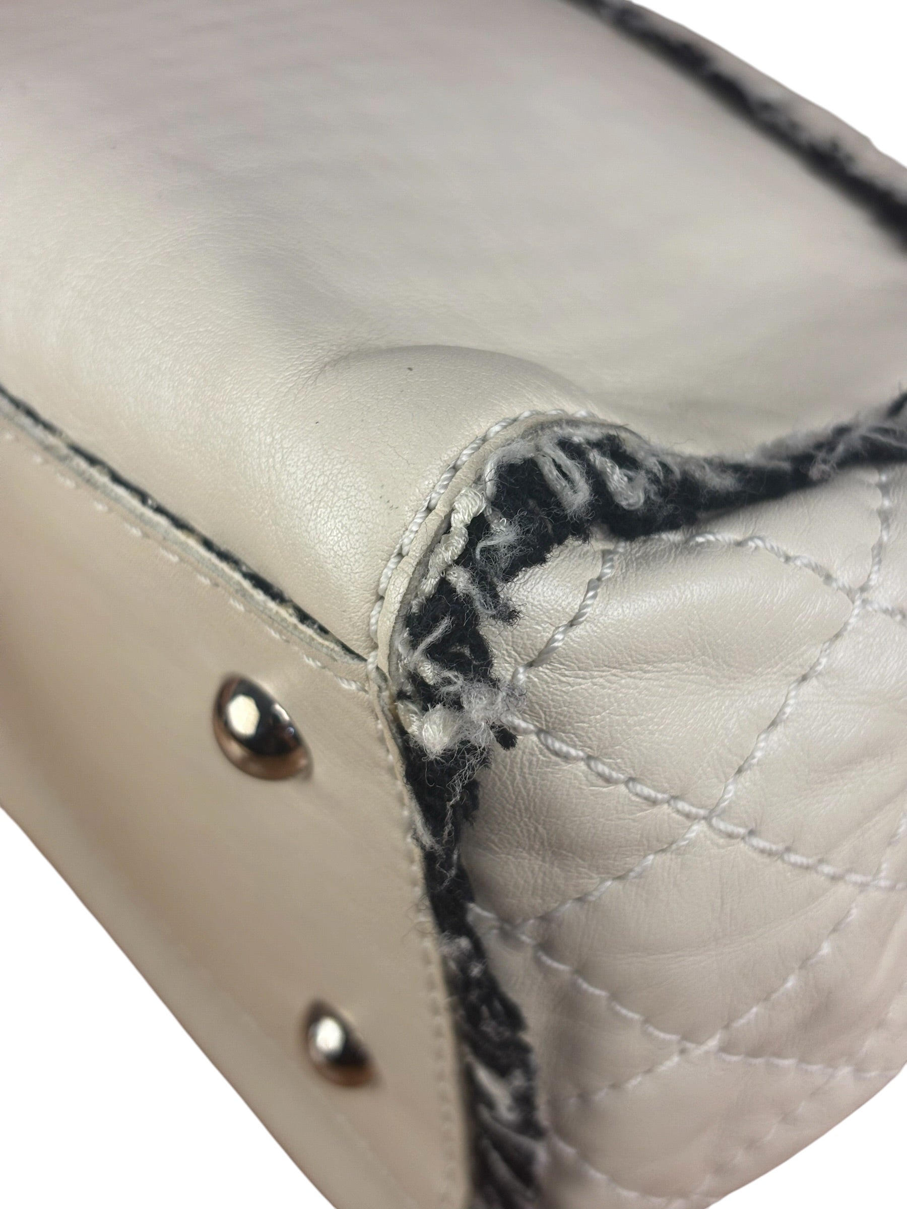 Chanel White Leather Mini Flap Shoulder Bag 1992