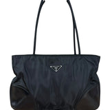 Prada Vintage Black Nylon Zip Shoulder Bag