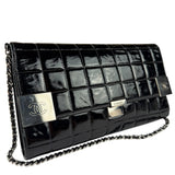 Chanel Black Patent Leather Chocolate Bar Flap Bag 2000