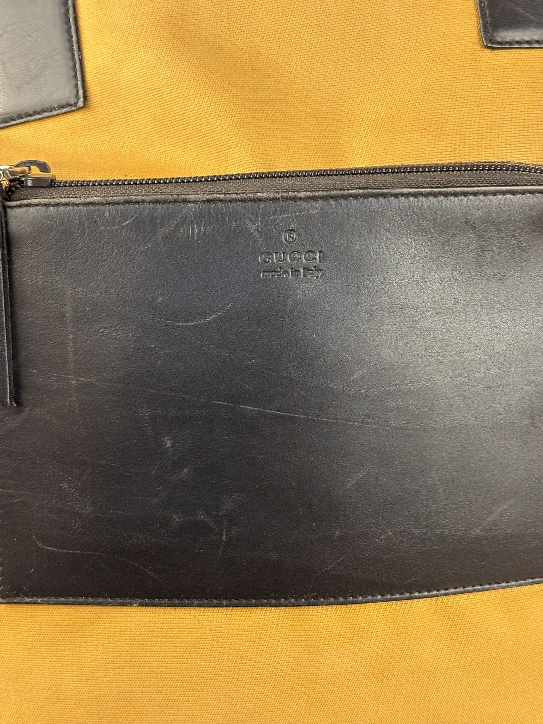 Gucci Vintage Brown Canvas Zip Tote