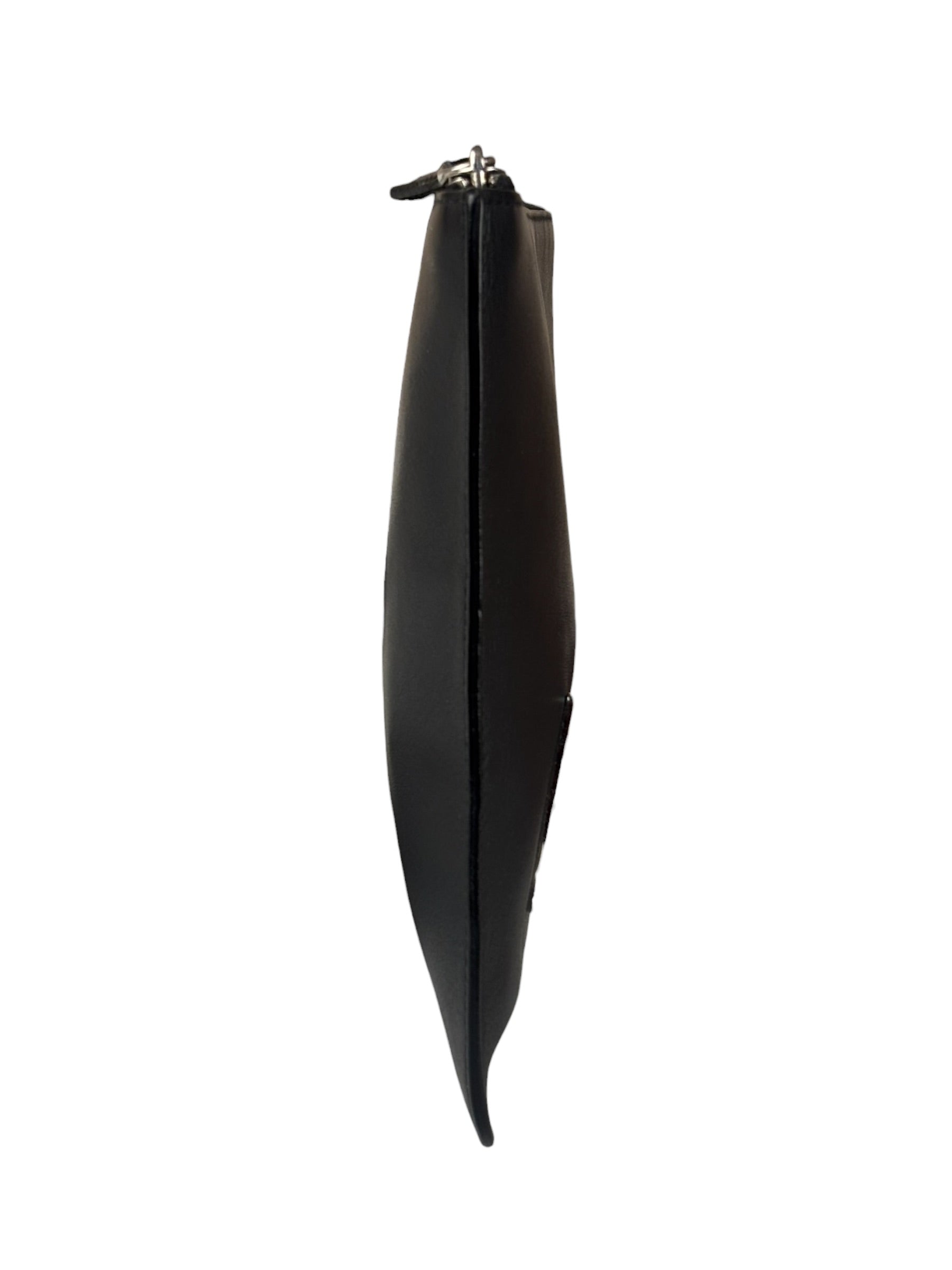 Fendi Black Leather Monsters Zip Clutch